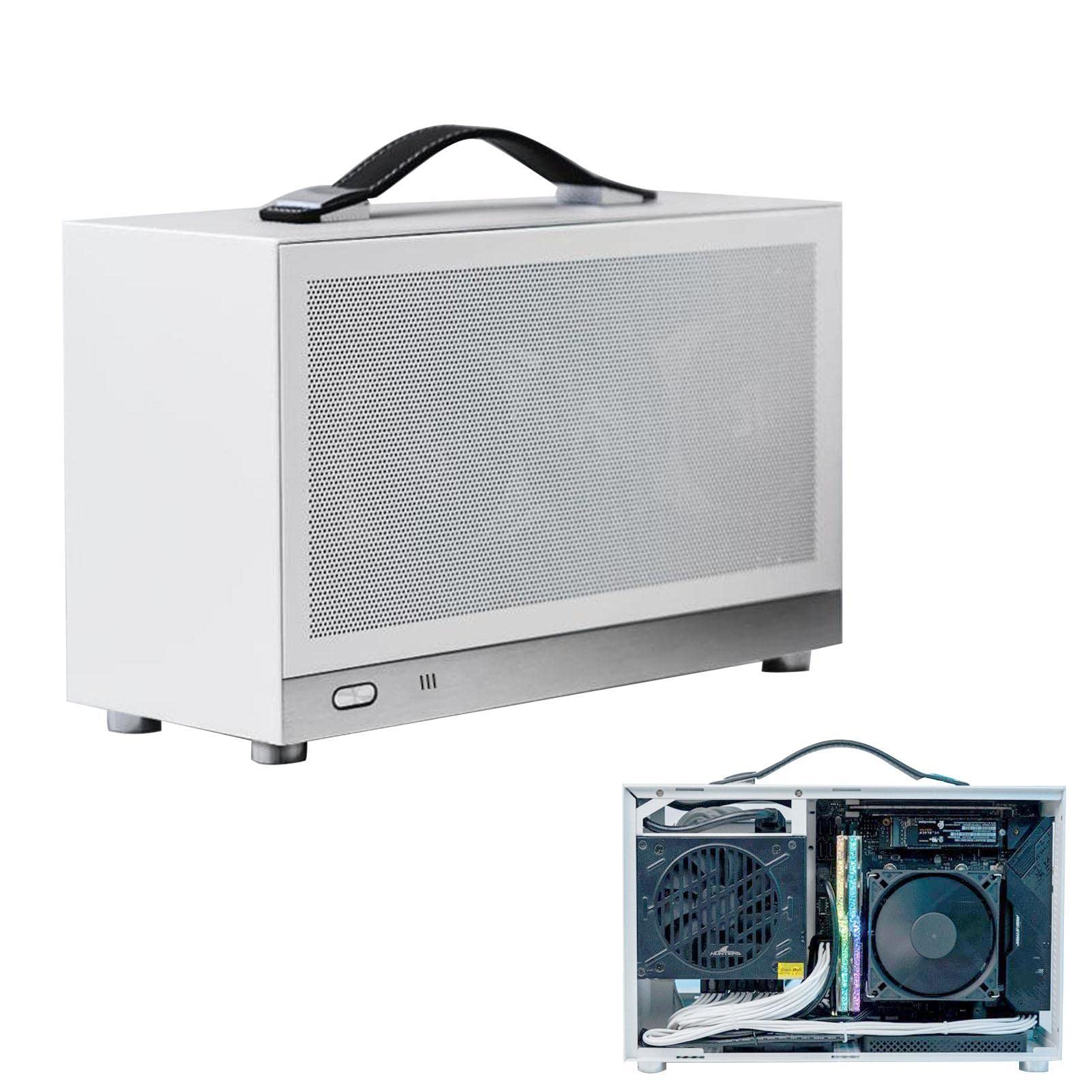 Portable ITX Computer Case - Aluminum Alloy Mini PC Case with USB Ports for Home & Office Desktop | Compact Gaming PC Chassis for Travel & LAN Parties