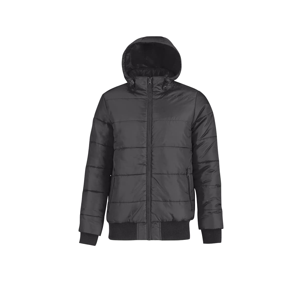 B&C Men's Superhood Padded Bomber Jacket - Warm Winter Coat with Hood for Outdoor Activities, Streetwear Fashion & Casual Style