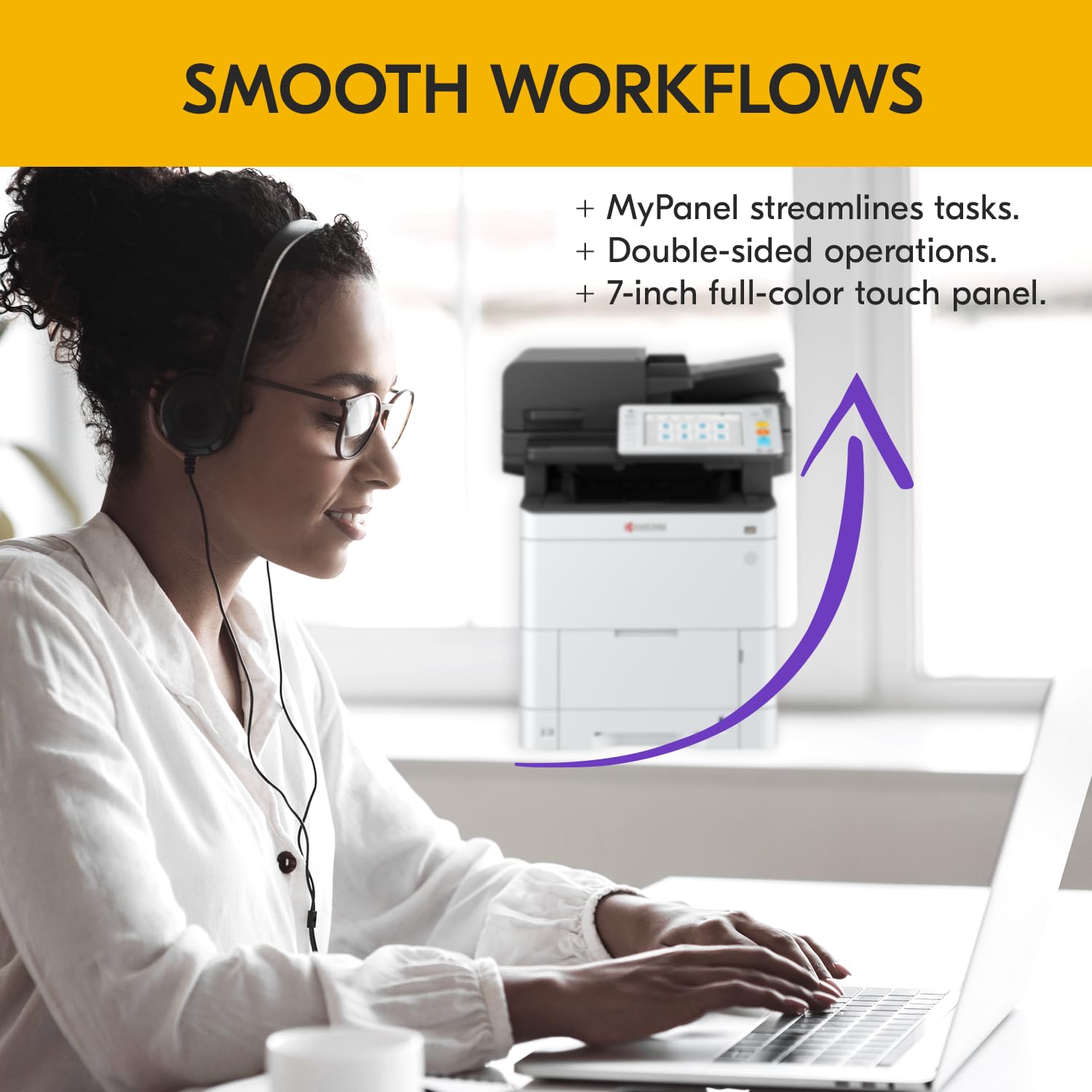 KYOCERA ECOSYS MA3500cifx All-in-One Color Laser Printer with Print/Copy/Scan/Fax | 37 ppm High-Speed Printing | 1200 dpi Resolution | Gigabit Ethernet & HyPAS | 7