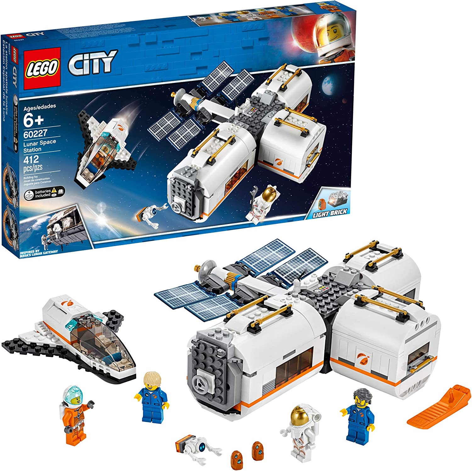 LEGO City Lunar Space Station 60227 Building Toy Set - STEM Educational Space Shuttle & Astronaut Playset for Kids Ages 6+ | Perfect for Creative Play & Space Exploration Enthusiasts