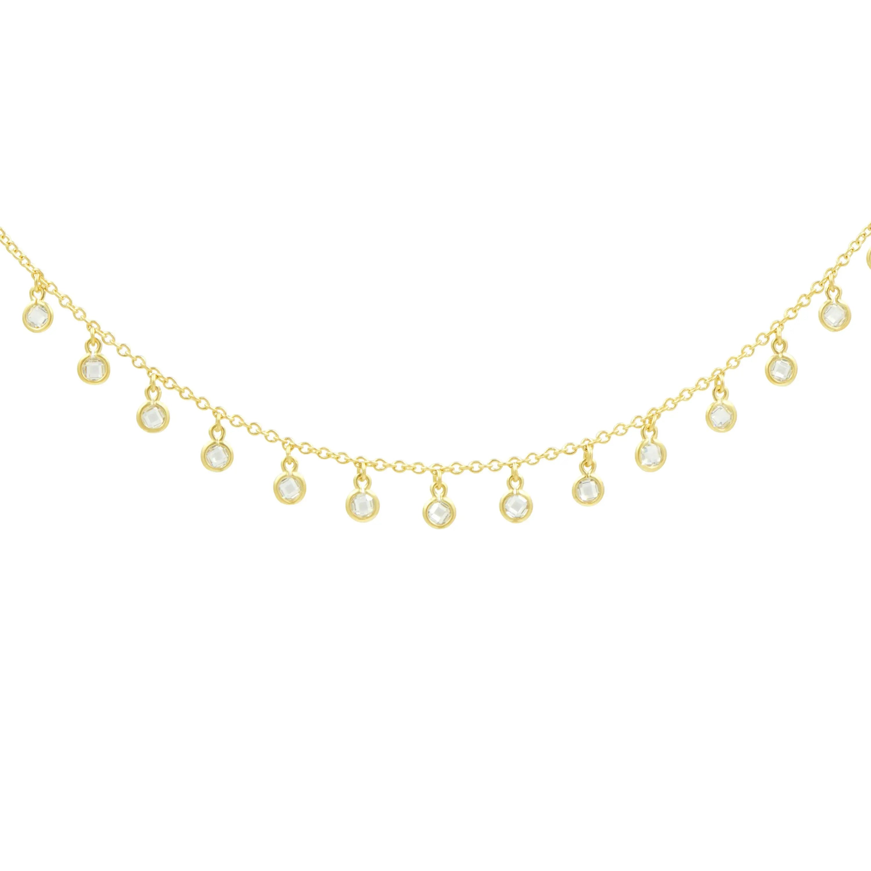 Elegant Hanging Bezels Short Necklace for Women - Dainty Layering Pendant Jewelry for Everyday Wear & Special Occasions