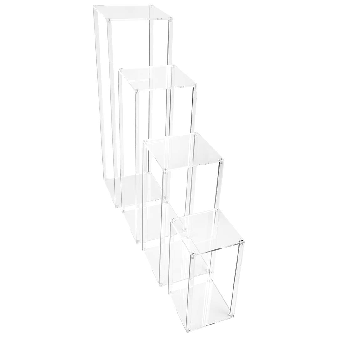 Koyal Wholesale Clear Acrylic Tall Floral Stands - Set of 4 Modern Lucite Pedestal Display Stands for Wedding Centerpieces, Birthday Party Decor, Anniversary Arrangements & Home Decor