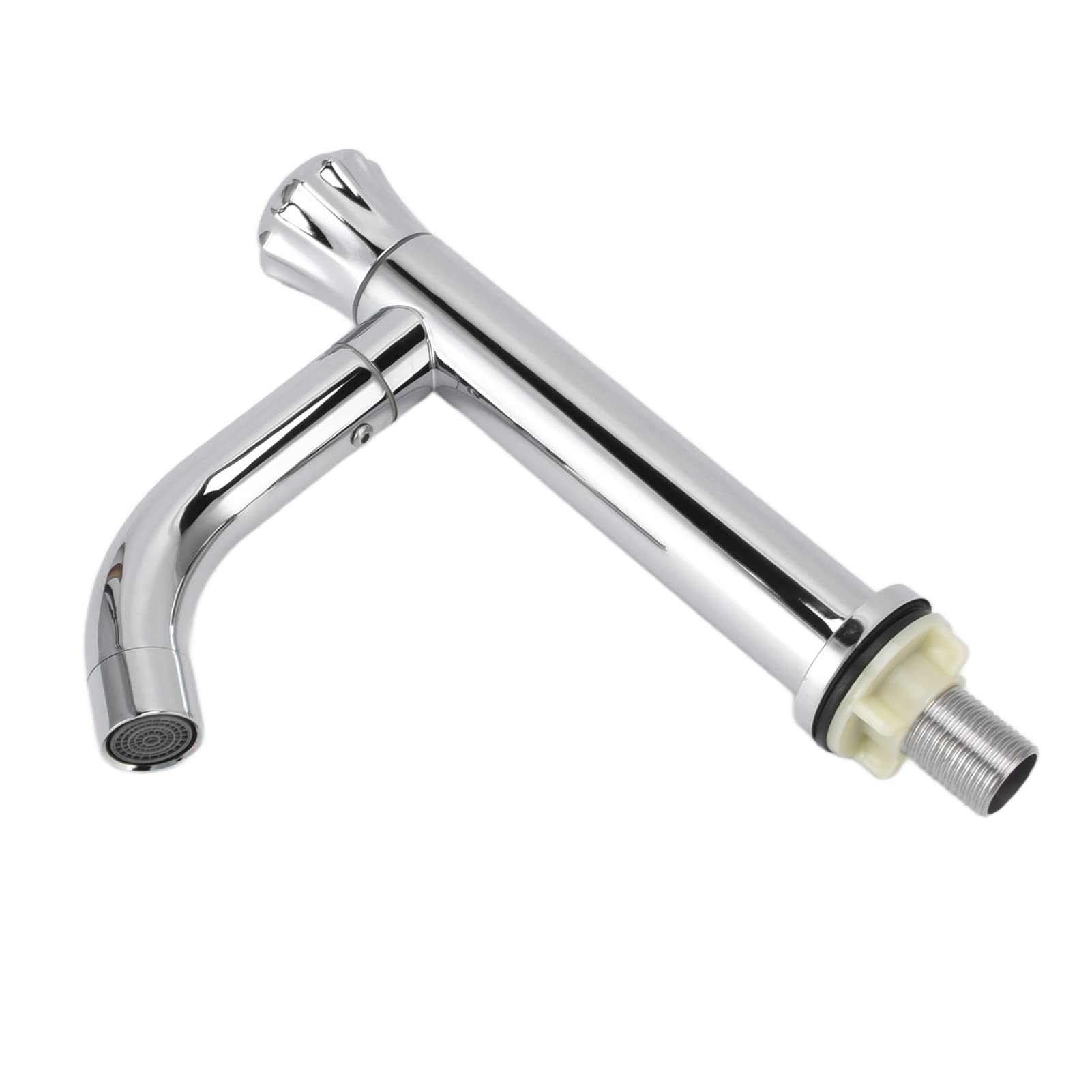 Stainless Steel Cold Water Faucet with Round Handle - Gravity Die Casting Kitchen Sink Faucet with Rotary Core & Bend Nozzle for Easy Piping | Perfect for Modern Home Kitchen & RV Use