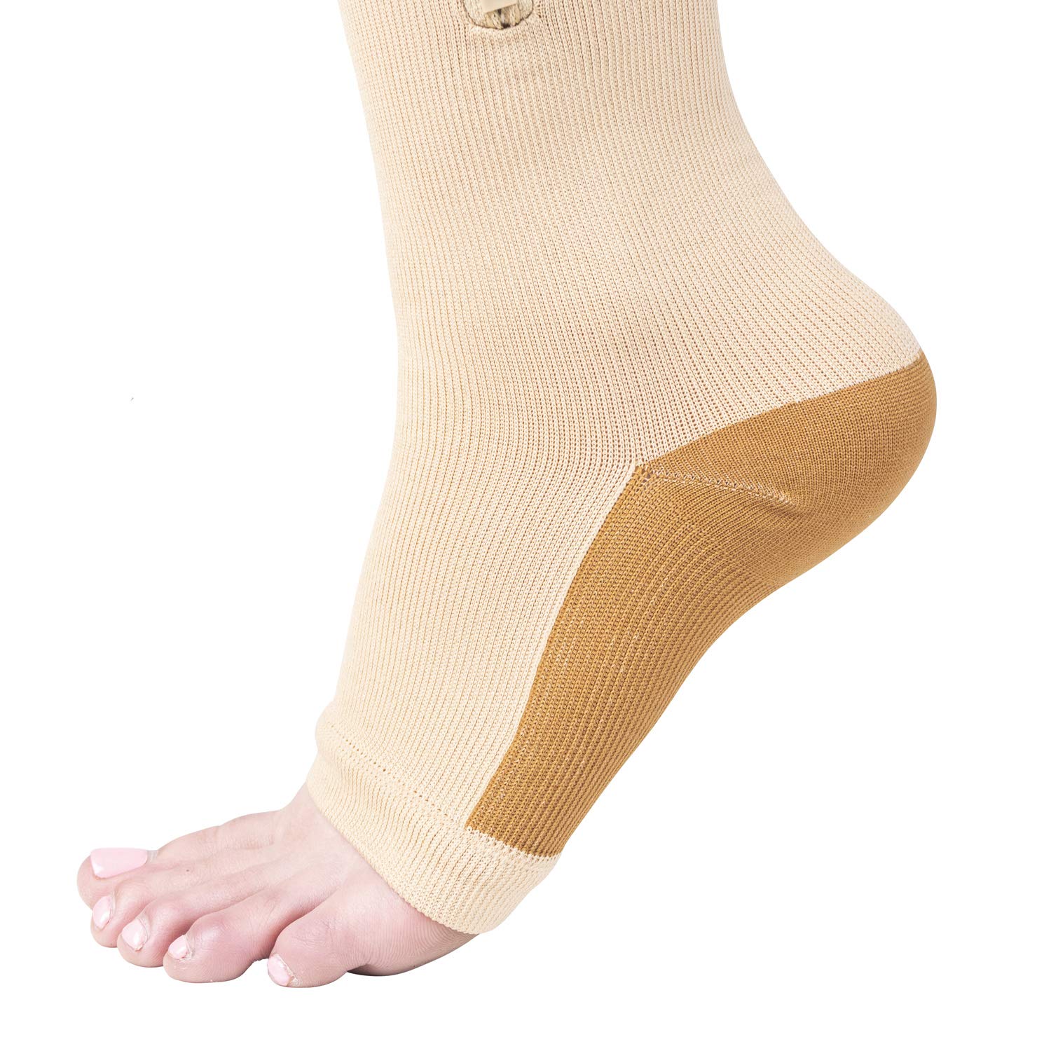 Copper Infused Toeless Compression Socks with Zipper for Women - Calf Support Sleeves for Running, Yoga & Recovery - Pain Relief & Circulation Boost