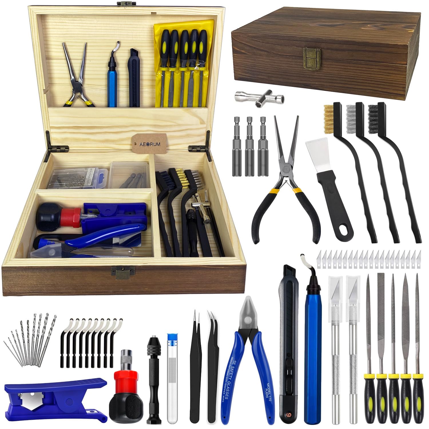70 Pcs 3D Printer Tools & Accessories Kit with Wooden Toolbox - Nozzle Cleaner, Deburring Tool, Tube Cutter - Perfect for 3D Printing Maintenance & Repair at Home or Workshop