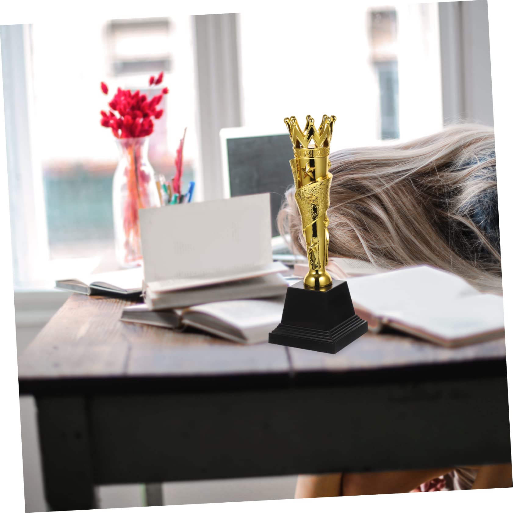 Yardwe 2-Pack Golden ABS Trophy Awards for Kids - Perfect for School Competitions, Sports Events & Achievement Celebrations