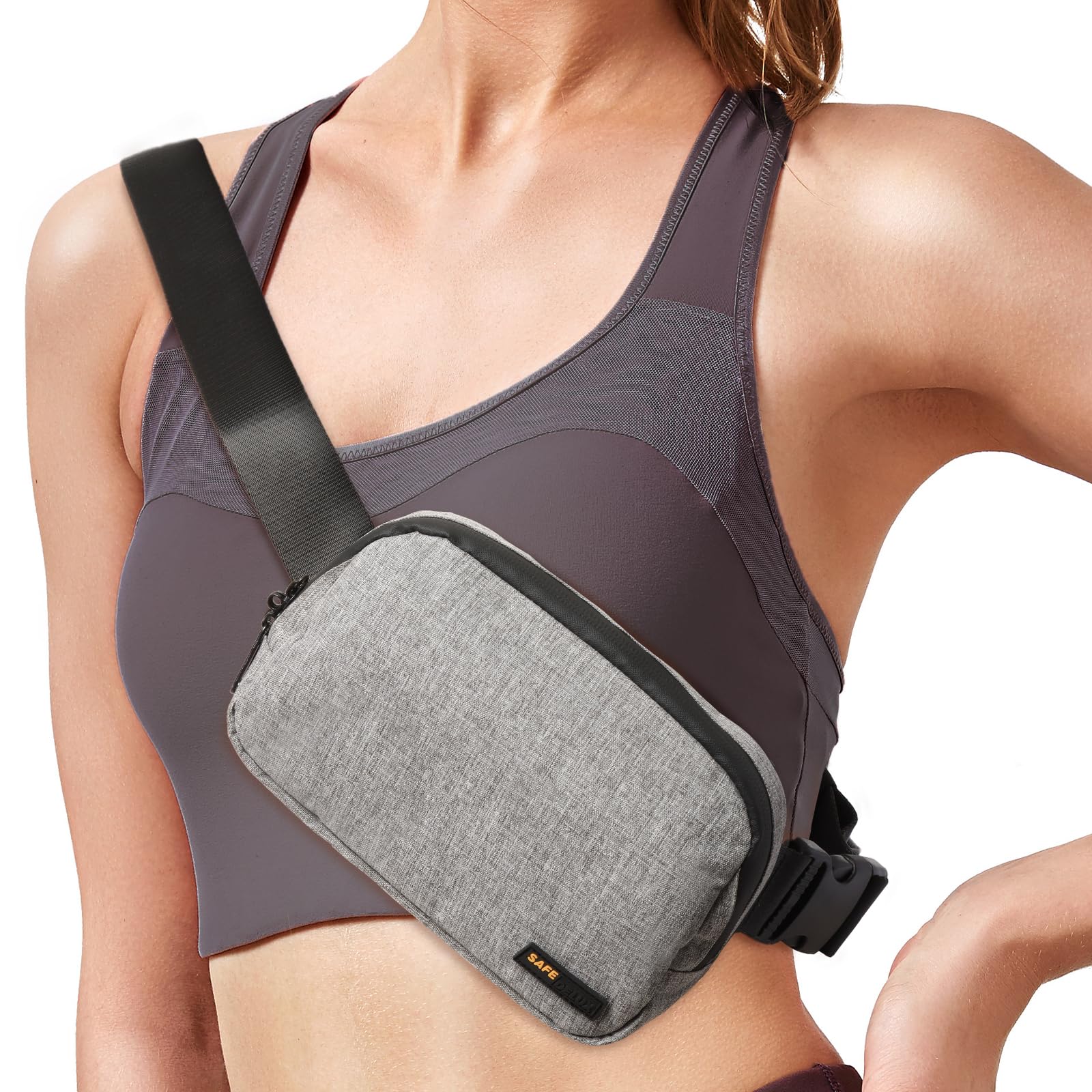 Carbon Fiber Mini Belt Bag - Waterproof Unisex Crossbody Bag with Adjustable Strap & 2 Pockets for Workout, Running, Gym, Hiking & Travel | Lightweight & Durable (Grey)