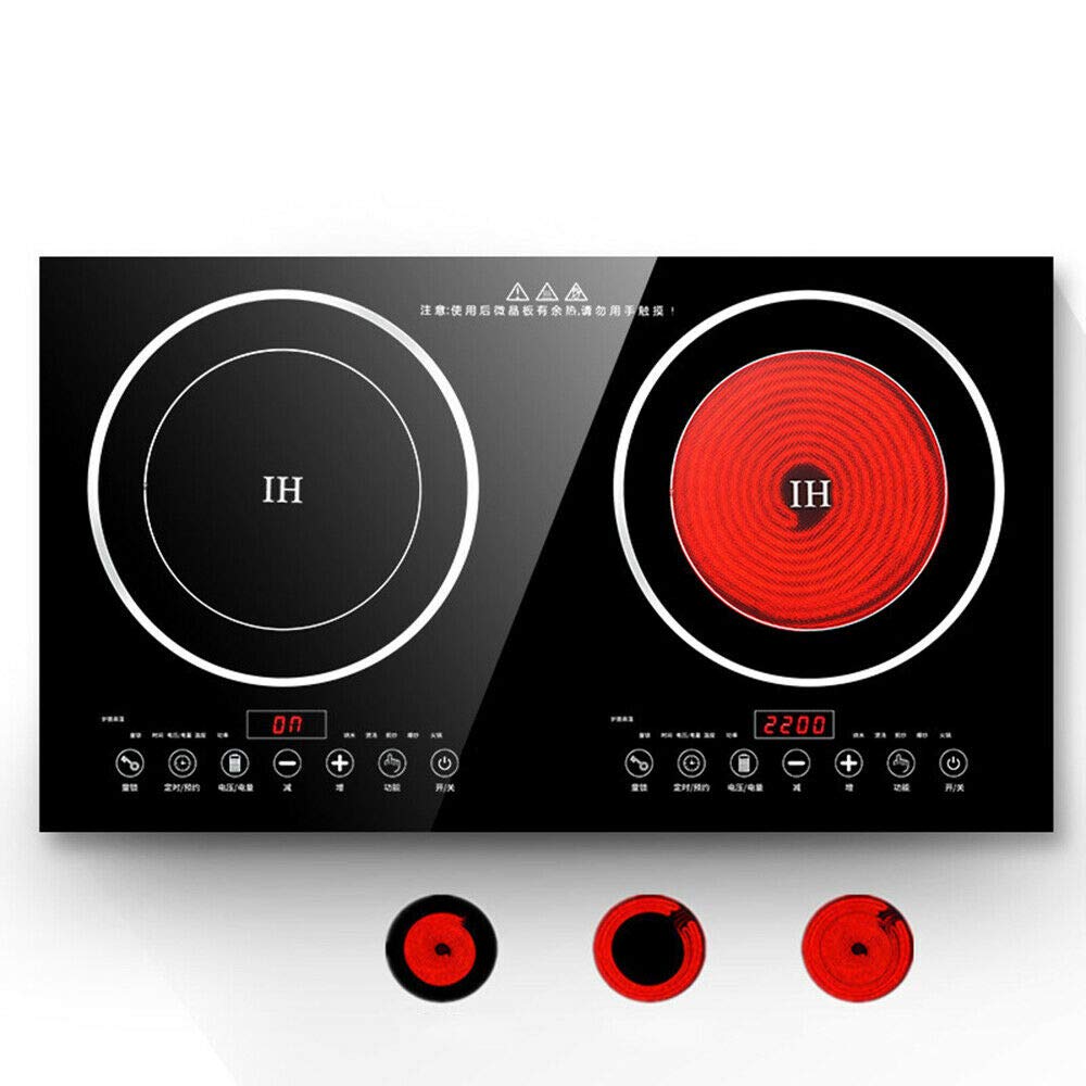 Portable Induction Cooktop - 110V 8-Level Electric Dual Burner Induction Cooker with Countertop Design, Compatible with Cast Iron Cookware - Perfect for Home Kitchen, Restaurant, Dorm & RV Cooking (USA Stock)