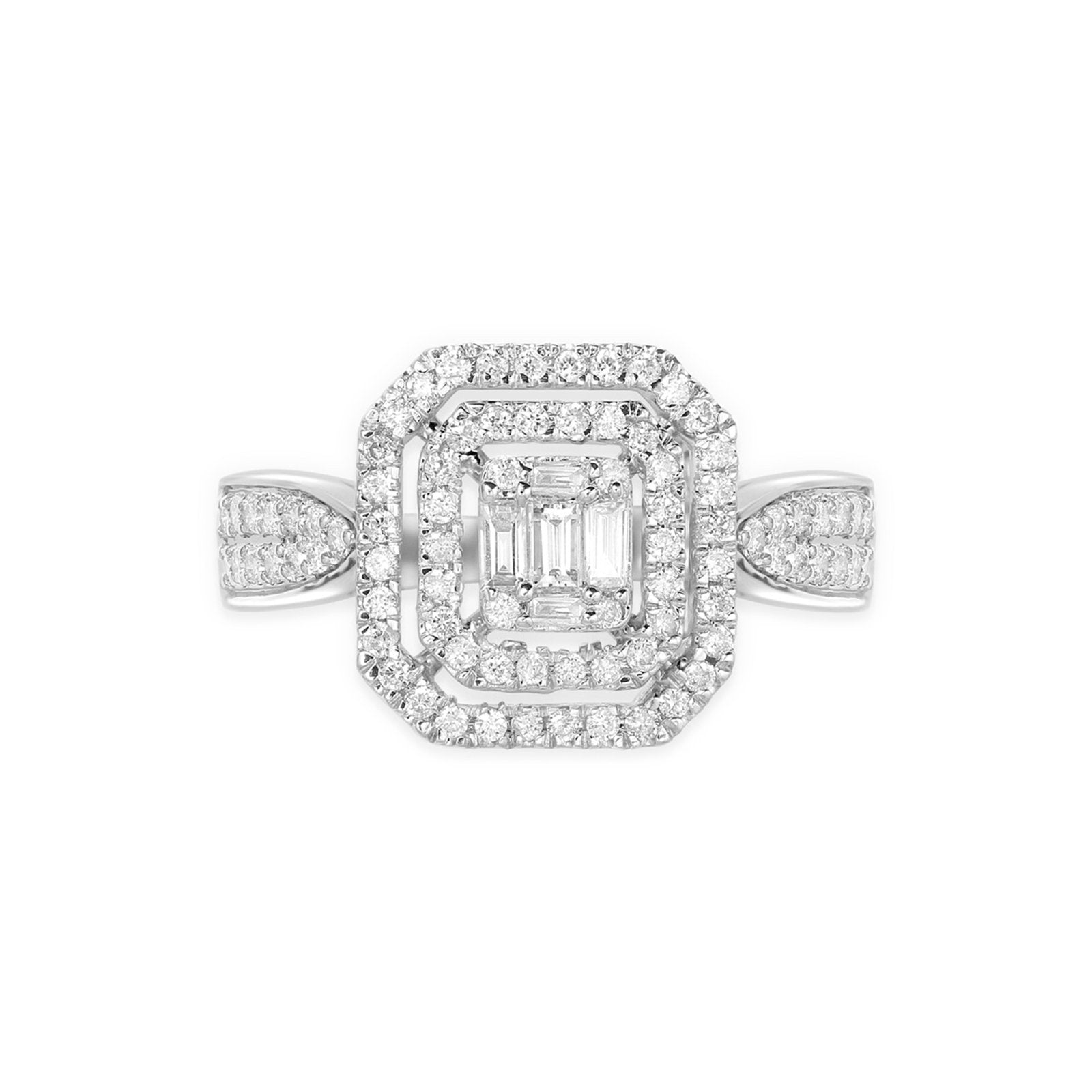 Exquisite Cushion Cut Mixed Diamond Pave Ring in 18K Solid White Gold | Elegant Wedding Band, Anniversary Gift & Everyday Luxury Jewelry