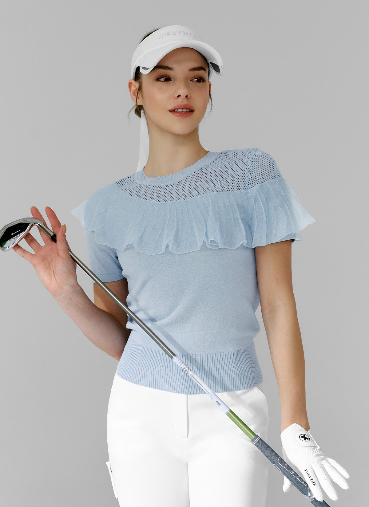 Stylish Unbalanced Ruffle Knit Short Sleeve Top for Women - Perfect for Casual Outings and Summer Fashion