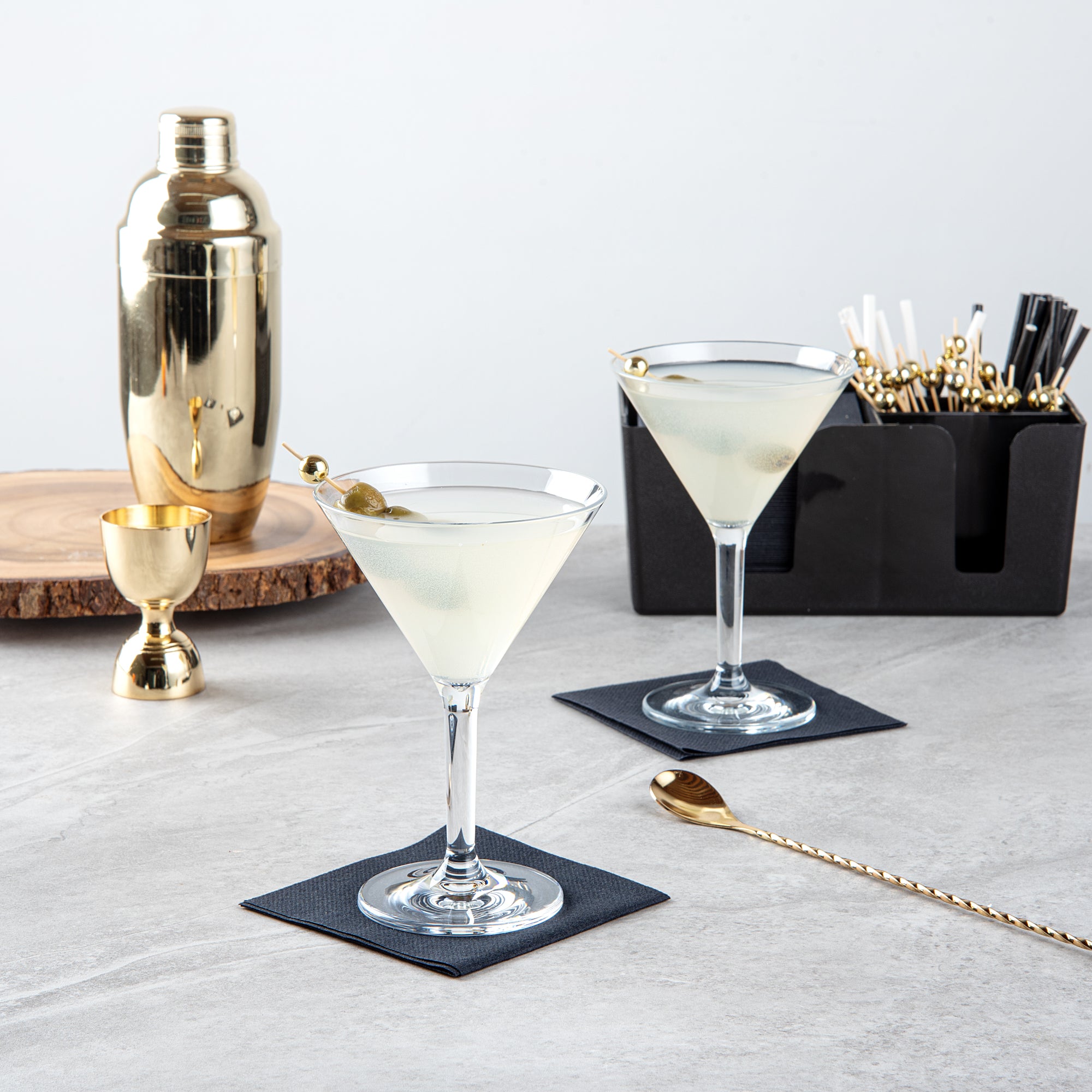 Bev Tek 10 oz Polycarbonate Cocktail Martini Glasses - Set of 6 Shatterproof Bar Glasses for Parties, Weddings & Home Bars - 4.5