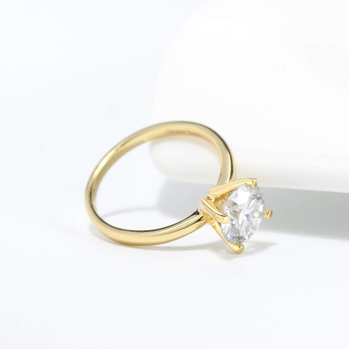 Ginger Lyne 3 Carat Moissanite Solitaire Engagement Ring for Women - White Gold over Sterling Silver, Diamond Alternative Wedding Band - Perfect for Proposals, Anniversaries & Bridal Jewelry Gifts