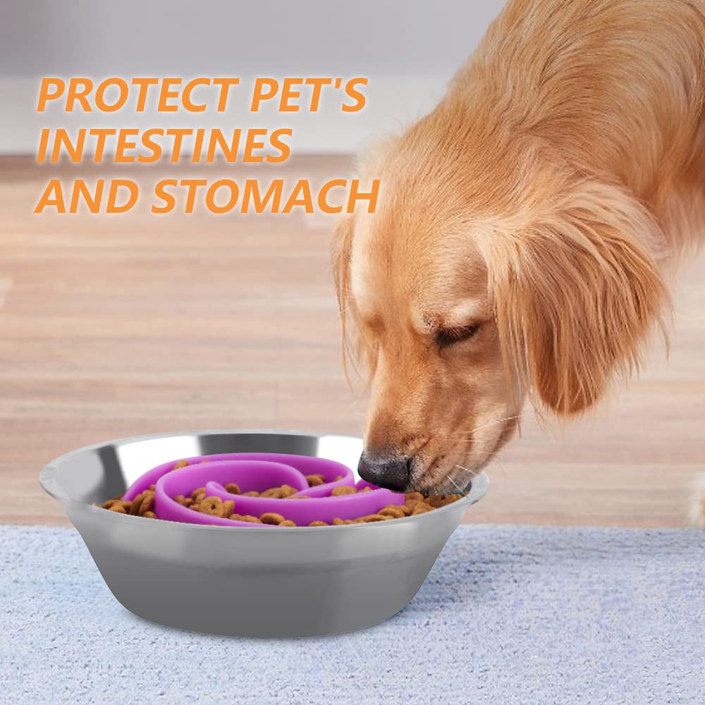 Slow Feeder Dog Bowl Insert - Soft Silicone Anti-Choking Pet Food Dish for Small, Medium & Large Breeds - Fits Standard & Elevated Dog Bowls - Perfect for Fast Eaters & Digestive Health - Use During Mealtime or Training Sessions