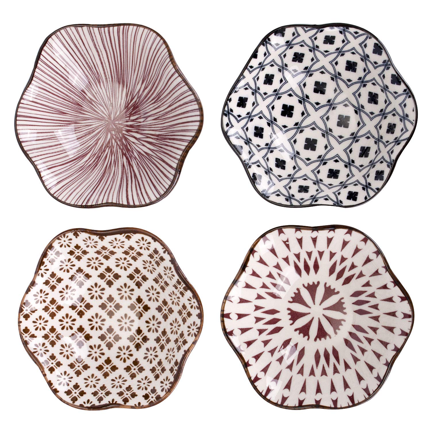 VanEnjoy Modern Japanese Ceramic Dipping Bowls Set of 4 - Soy Sauce, Seasoning & Sushi Dipping Dishes for Asian Cuisine, Sushi Restaurants & Home Dining