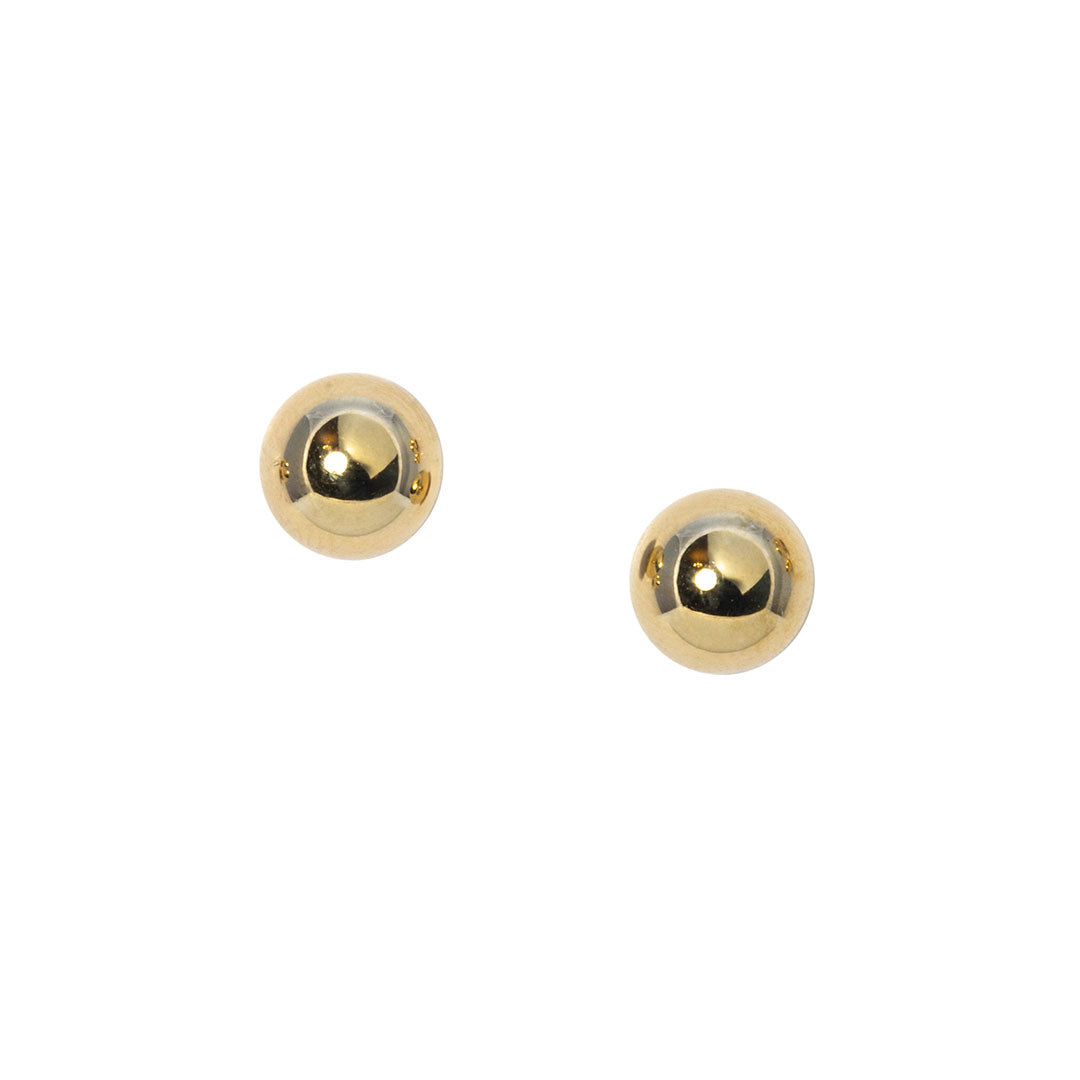 14K Yellow Gold 7mm Ball Stud Earrings for Women - Classic Round Diamond Cut Ear Studs - Perfect for Everyday Wear, Gift Giving & Special Occasions
