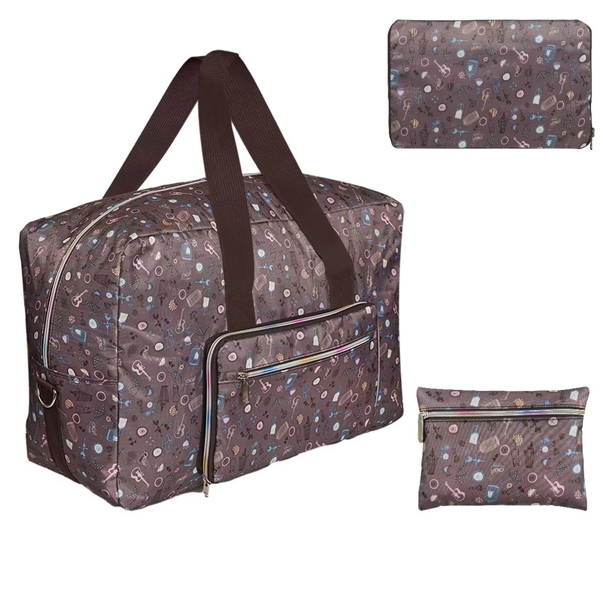 Women's Foldable Travel Duffel Bag - Large Nylon Weekender for Overnight Trips & Air Travel