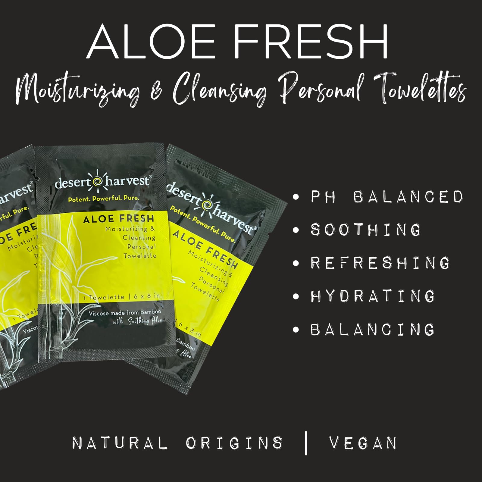 Desert Harvest Aloe Fresh Moisturizing & Cleansing Personal Wipes | pH Balanced Feminine Hygiene Towelettes | 36 Count Pack | Gentle for Sensitive Skin & On-the-Go Freshness