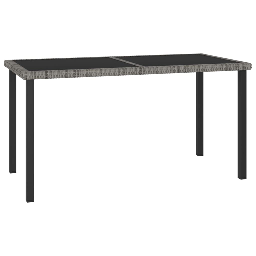 SKM 55-inch Outdoor Patio Dining Table with Gray Poly Rattan - Weather-Resistant Round Table for Garden, Backyard, Poolside & Balcony (55.1