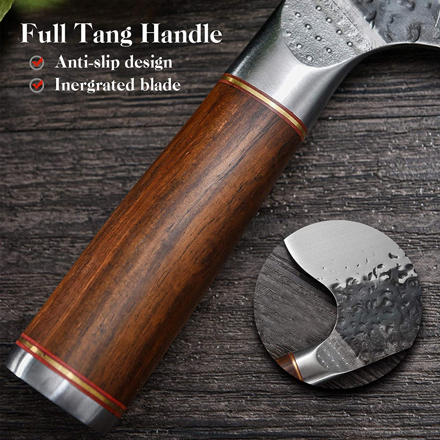 Premium Serbian Chef Knife - High Carbon Steel Meat Cleaver & Butcher Knife | Full Tang Kitchen Knife for Chopping Vegetables & Meat | Professional Cooking, BBQ & Home Kitchen Use
