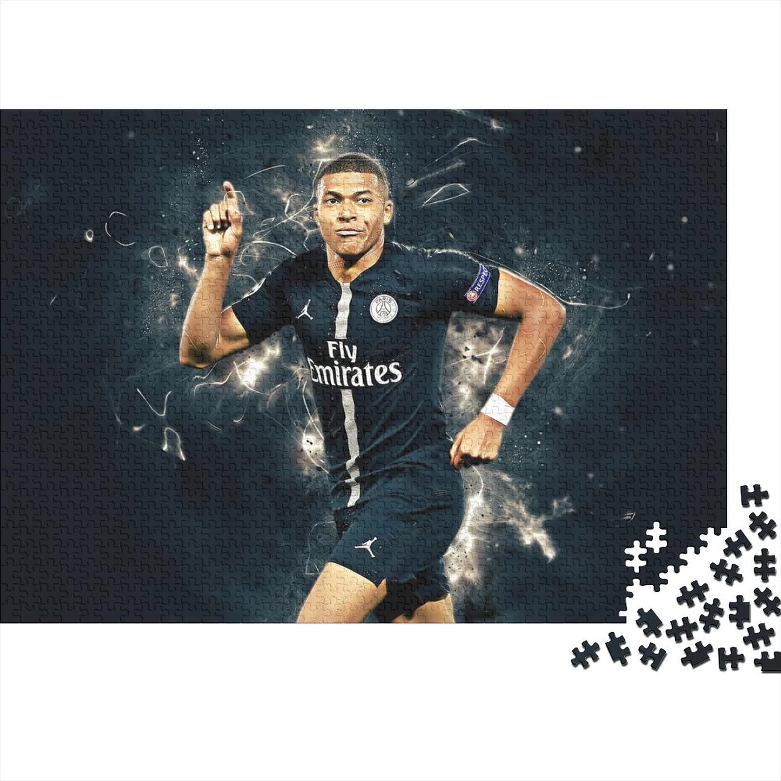 1000 Piece Football Puzzle for Adults & Teens - Kylian Mbappé Wooden Art Jigsaw DIY Game (52x38cm) - Perfect Gift for Family & Friends, Fun Home Activity, Sports Decor, Brain Teaser Challenge
