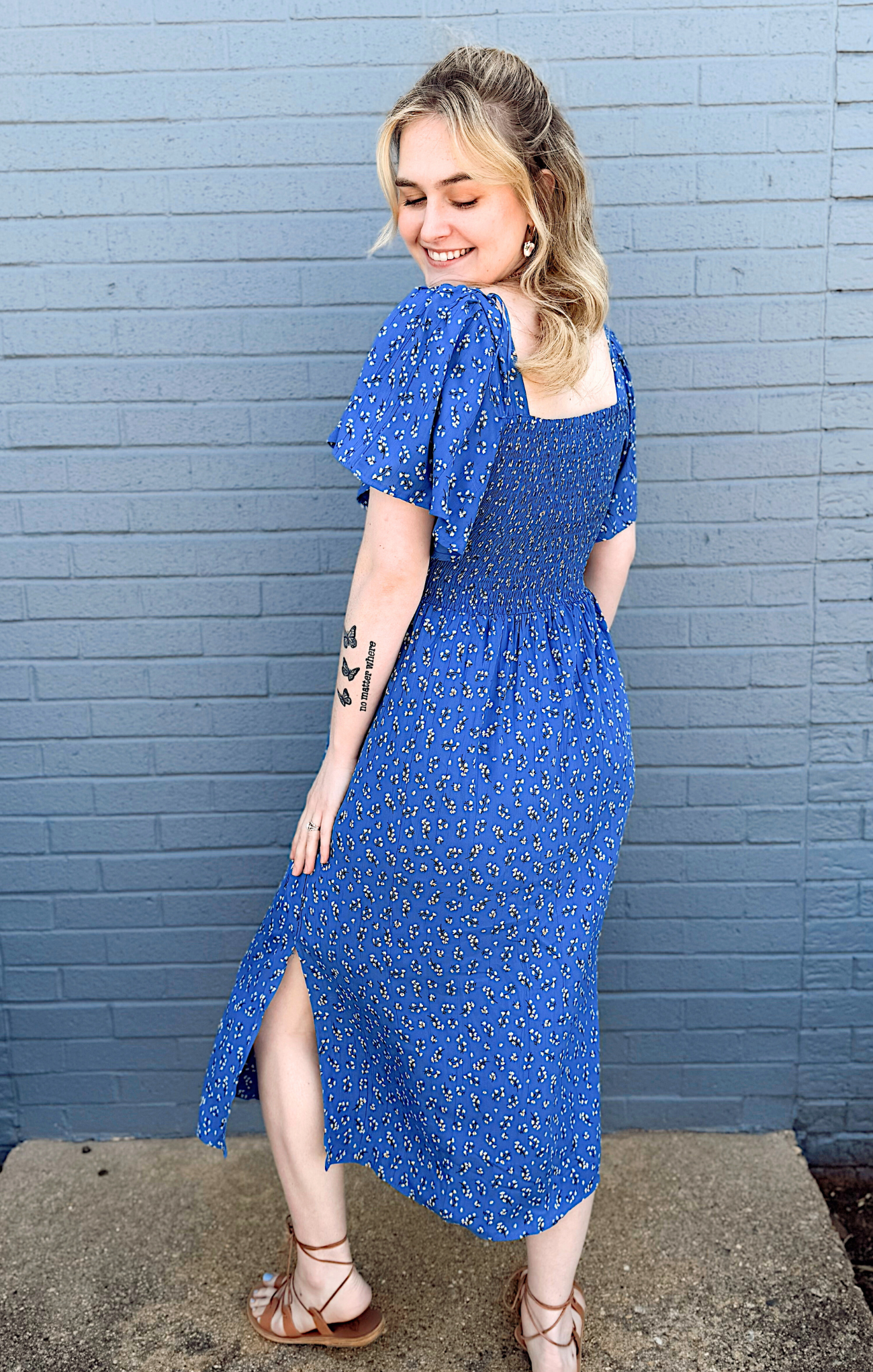 Cornflower Ditsy Floral Print Summer Dress for Women - Casual Boho Chic Maxi Dress for Beach, Vacation & Outdoor Parties
