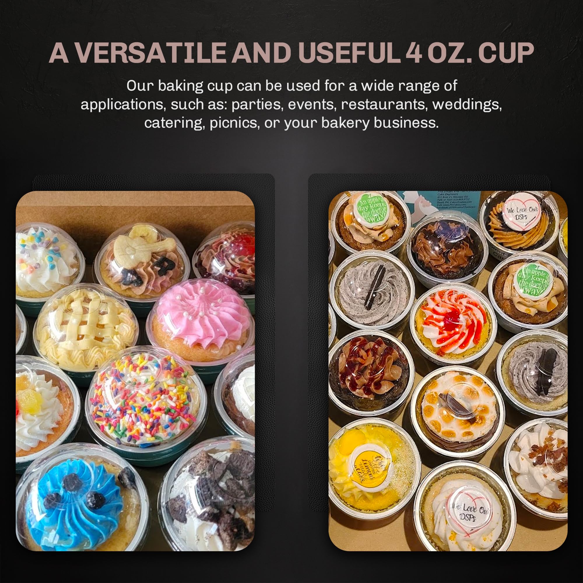 KitchenDance 4oz Disposable Aluminum Baking Cups with Lids - 500 Pack Brown High Dome Foil Pans for Creme Brulee, Flan, Cupcakes, Desserts - Perfect for Home Baking, Party Catering & Meal Prep