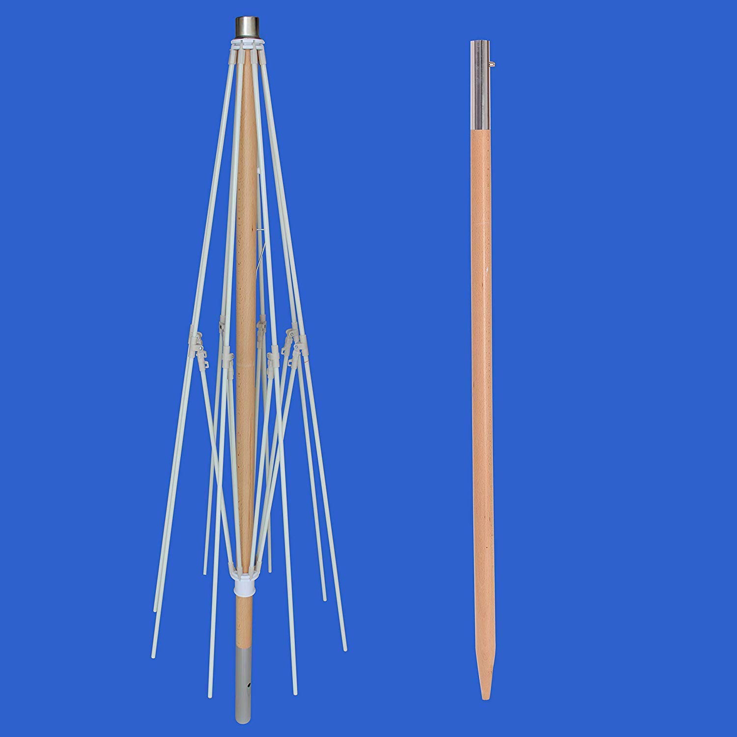 AMMSUN 7.5ft Heavy Duty Commercial Grade Beach Umbrella - High Wind Resistant with Air Vent, Ash Wood Pole & Carry Bag, UPF 50+ Sun Protection (American Flag Design) - Perfect for Beach, Poolside, Patio, and Outdoor Events