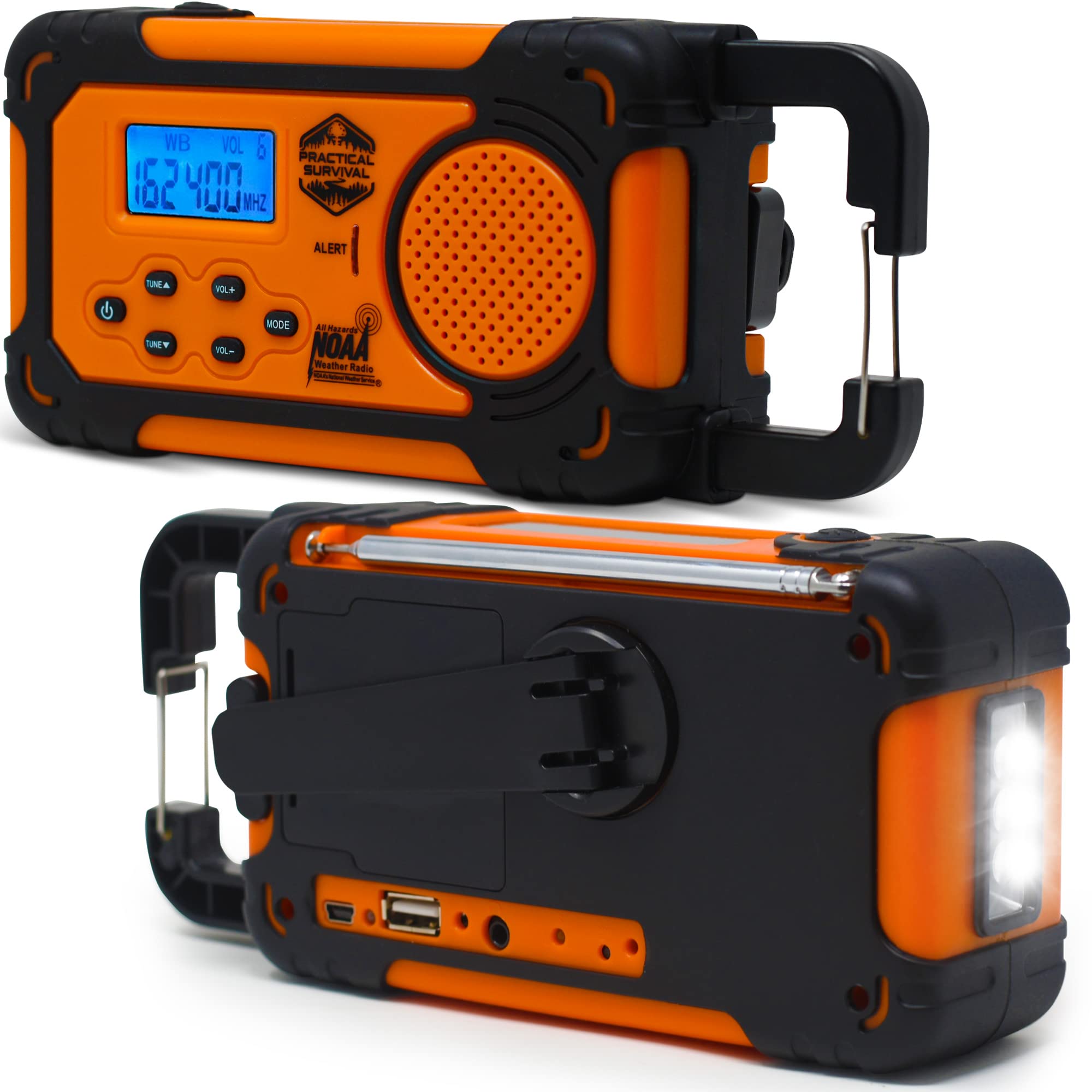 Emergency NOAA Weather Radio with AM/FM & Shortwave - Solar/Crank/Battery Powered, Portable Power Bank, Flashlight & Charger - Perfect for Camping, Hiking & Emergency Preparedness