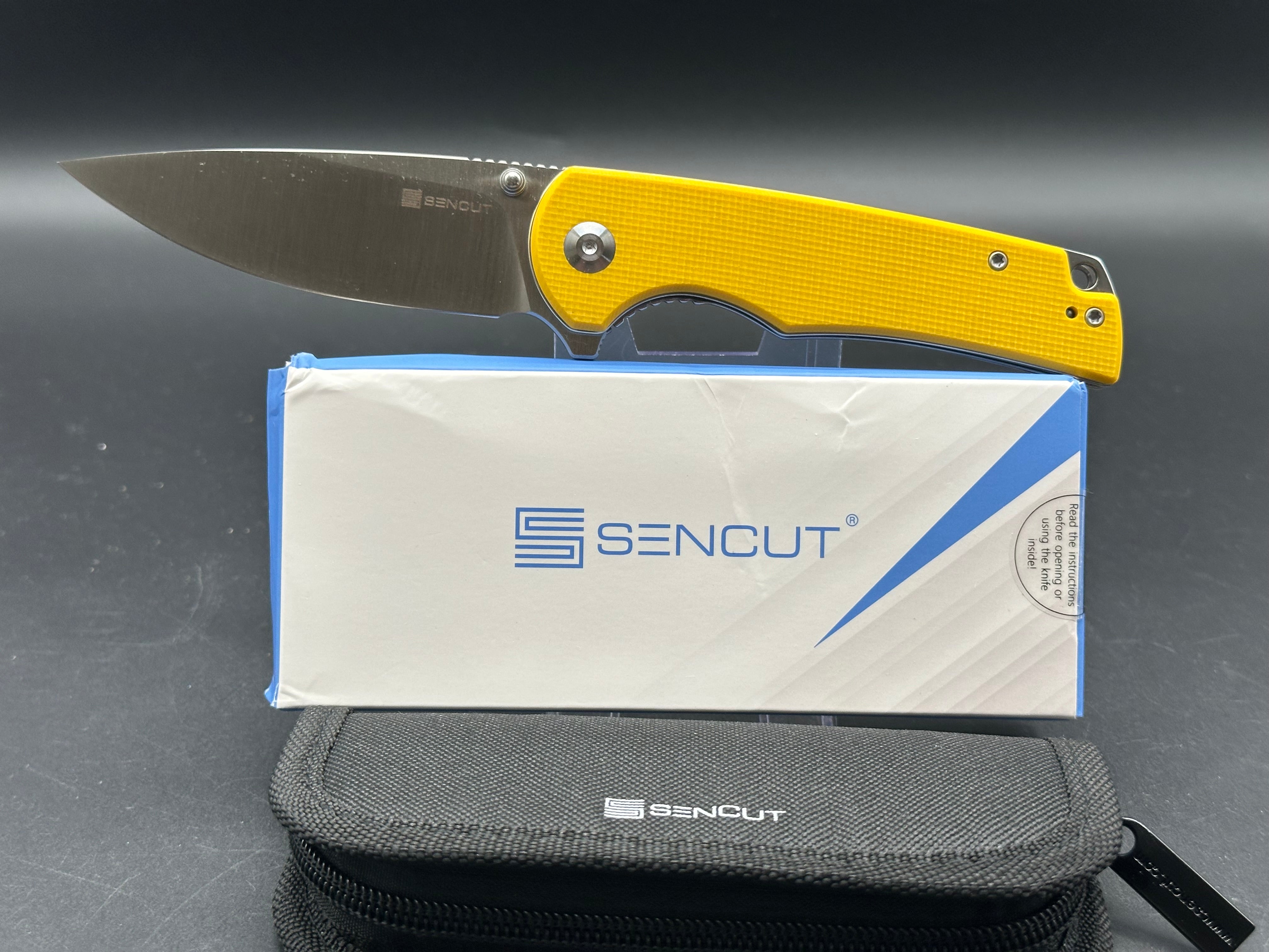 SENCUT PRAKTISK Folding Pocket Knife - Yellow G10 Handle, 9CR18MOV Stainless Steel Blade - EDC, Camping, Hiking & Outdoor Survival Tool