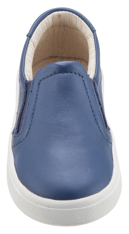 Old Soles 6010 Denim Blue Leather Slip-On Sneakers for Boys & Girls - Stylish Dressy Hoff Shoes for School, Parties & Casual Wear