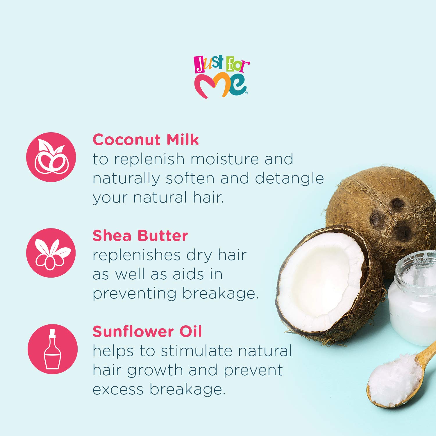 Just For Me Natural Hair Milk Silkening Conditioner - Moisturizing & Detangling for Kids & Adults - Perfect for Curly, Coily & Natural Hair Care