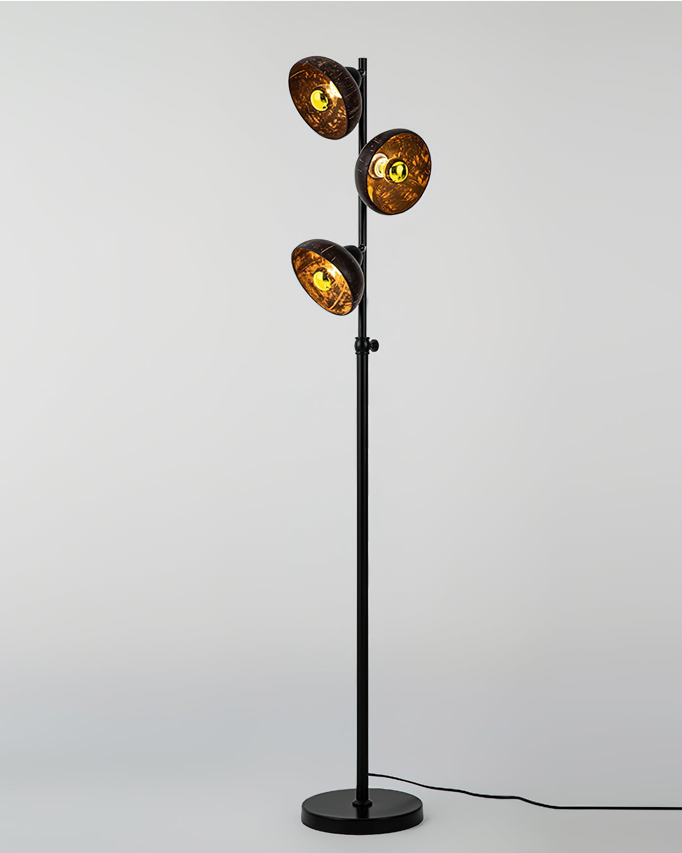 Modern Black Shell Floor Lamp for Living Room - Adjustable Standing Light with Fabric Shade, Perfect for Bedroom, Office & Reading Nook