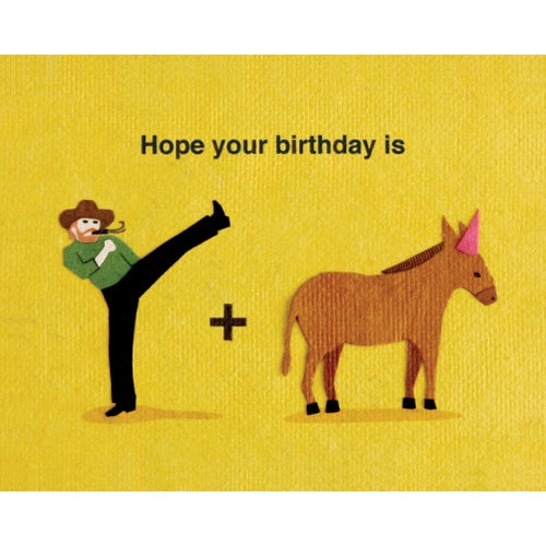 Funny Kick Donkey Birthday Card - Hilarious Animal Humor Greeting Card for Friends & Family - Perfect for Birthdays, Parties & Special Occasions