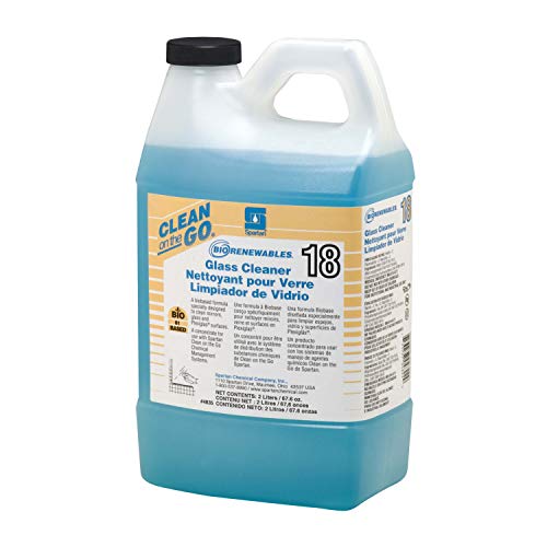Spartan Clean on the Go 18 Biorenewables Glass Cleaner - 2 Liter Bottle (4 Pack) | Eco-Friendly Window Cleaner for Home, Office & Car Use