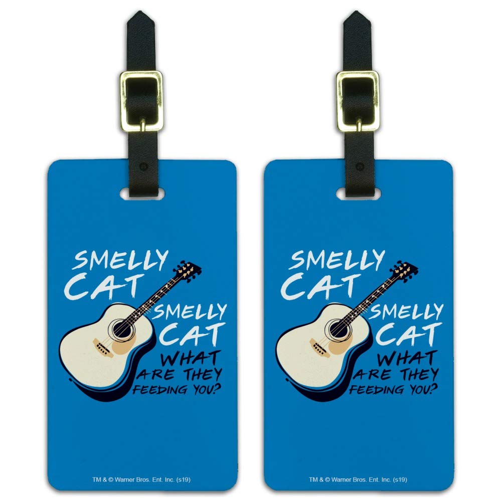 Friends TV Show Smelly Cat Song Luggage ID Tags - Set of 2 Personalized Suitcase Tags for Carry-On Bags (Perfect for Travel Identification & Fan Gifts)