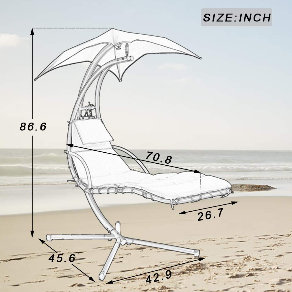 Outdoor Hanging Hammock Chair with Stand & Canopy - 280LBS Capacity Heavy Duty Patio Swing for Backyard, Garden, Deck - Includes Pillow for Ultimate Relaxation | Perfect for Lounging, Reading & Sunbathing