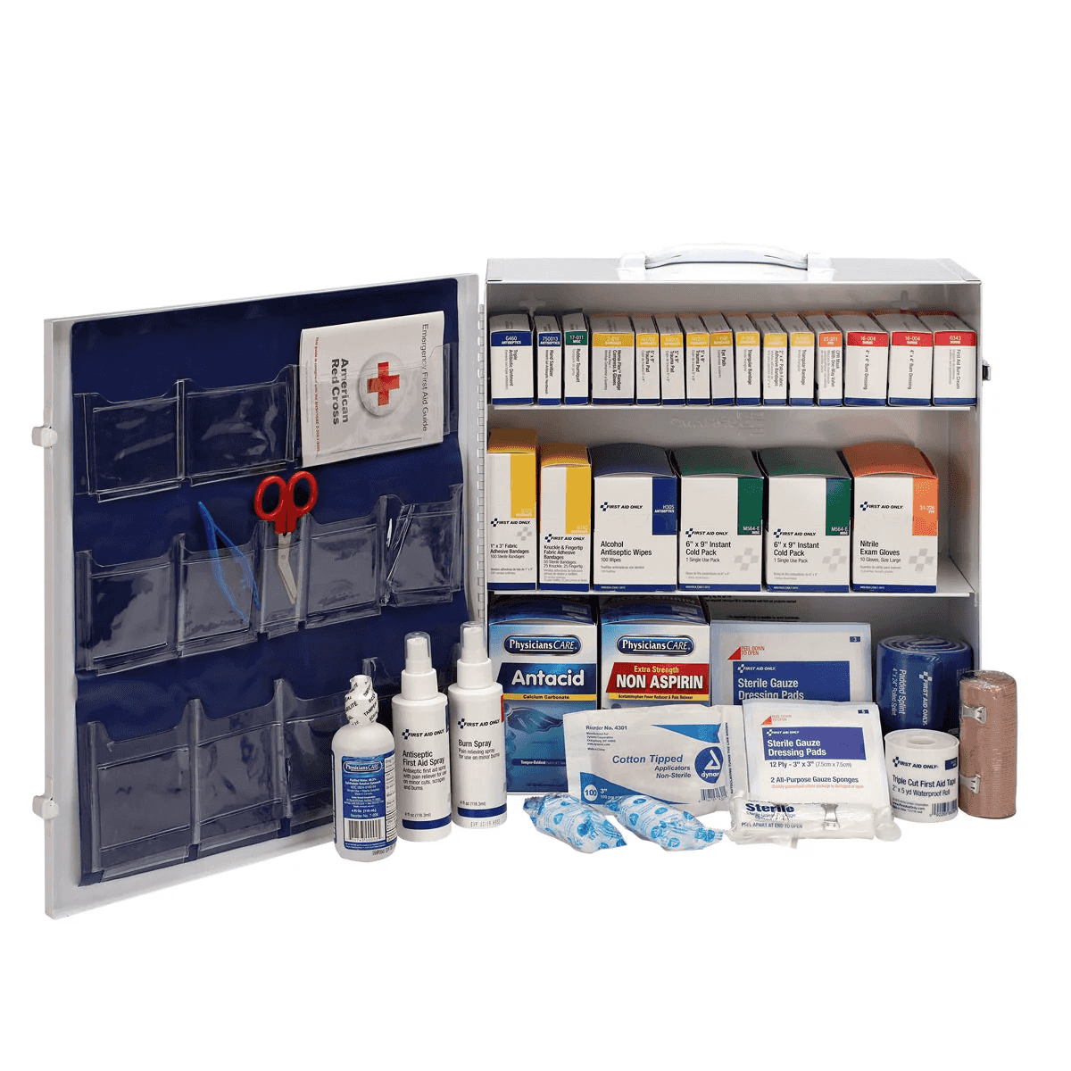100 Person ANSI B+ First Aid Cabinet with 3 Shelves - Emergency Medical Supply Storage for Workplace, School, or Home Safety