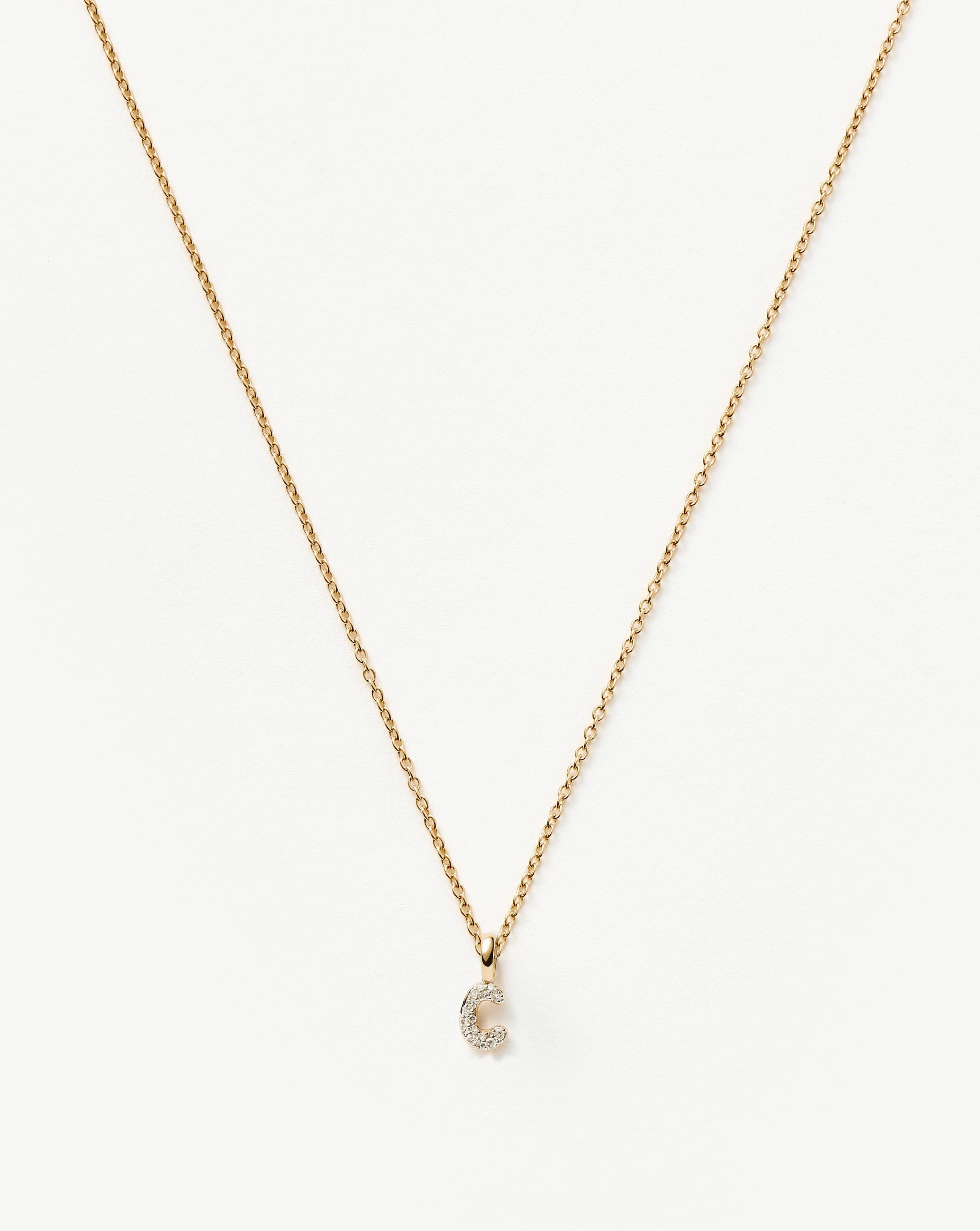 14K Solid Yellow Gold Plated Diamond Initial Mini Pendant Necklace - Personalized Letter C Jewelry Gift for Women | Perfect for Birthdays, Anniversaries & Everyday Elegance