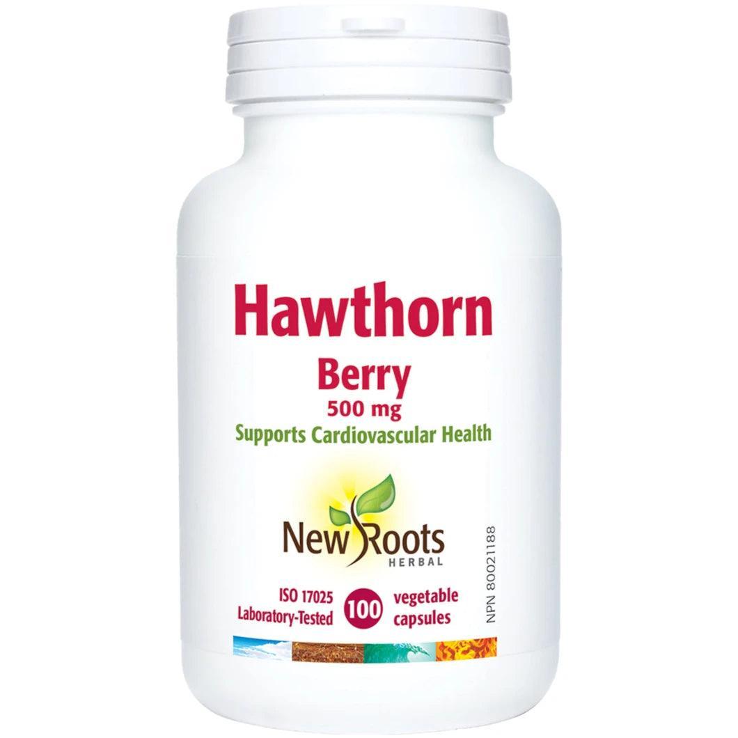 New Roots Hawthorn Berry 500mg - 100 Vegetarian Capsules - Supports Heart Health & Circulation - Perfect for Daily Wellness Routine