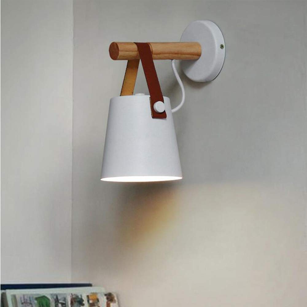 Modern Industrial E26 LED Wall Sconce Lighting - Belt Wall Lamp for Bedroom, Living Room & Corridor - White Finish - Perfect for Loft, Apartment and Commercial Spaces