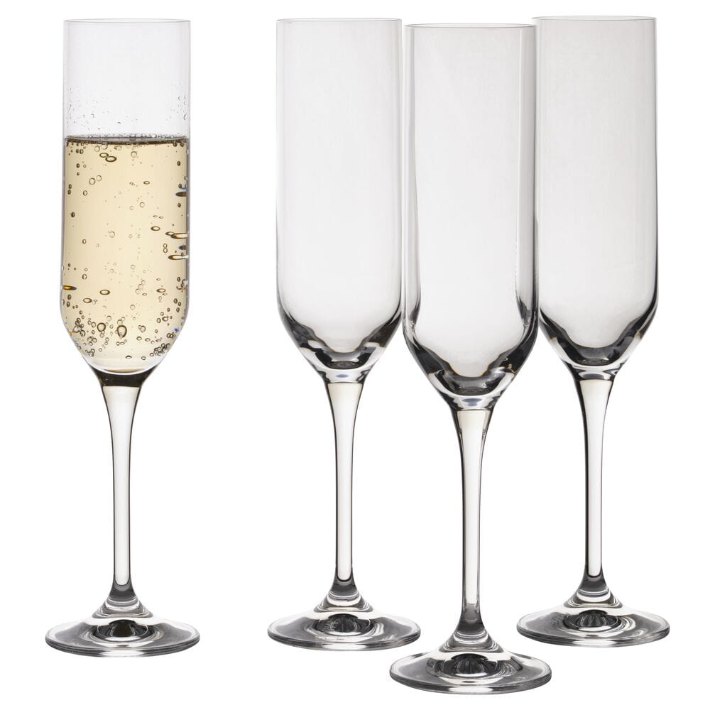 Upton Set of 4 Elegant Champagne Flute Glasses - 12oz Crystal Clear Tall Stemware for Weddings, Parties & Celebrations - Perfect for Sparkling Wine, Prosecco & Mimosas