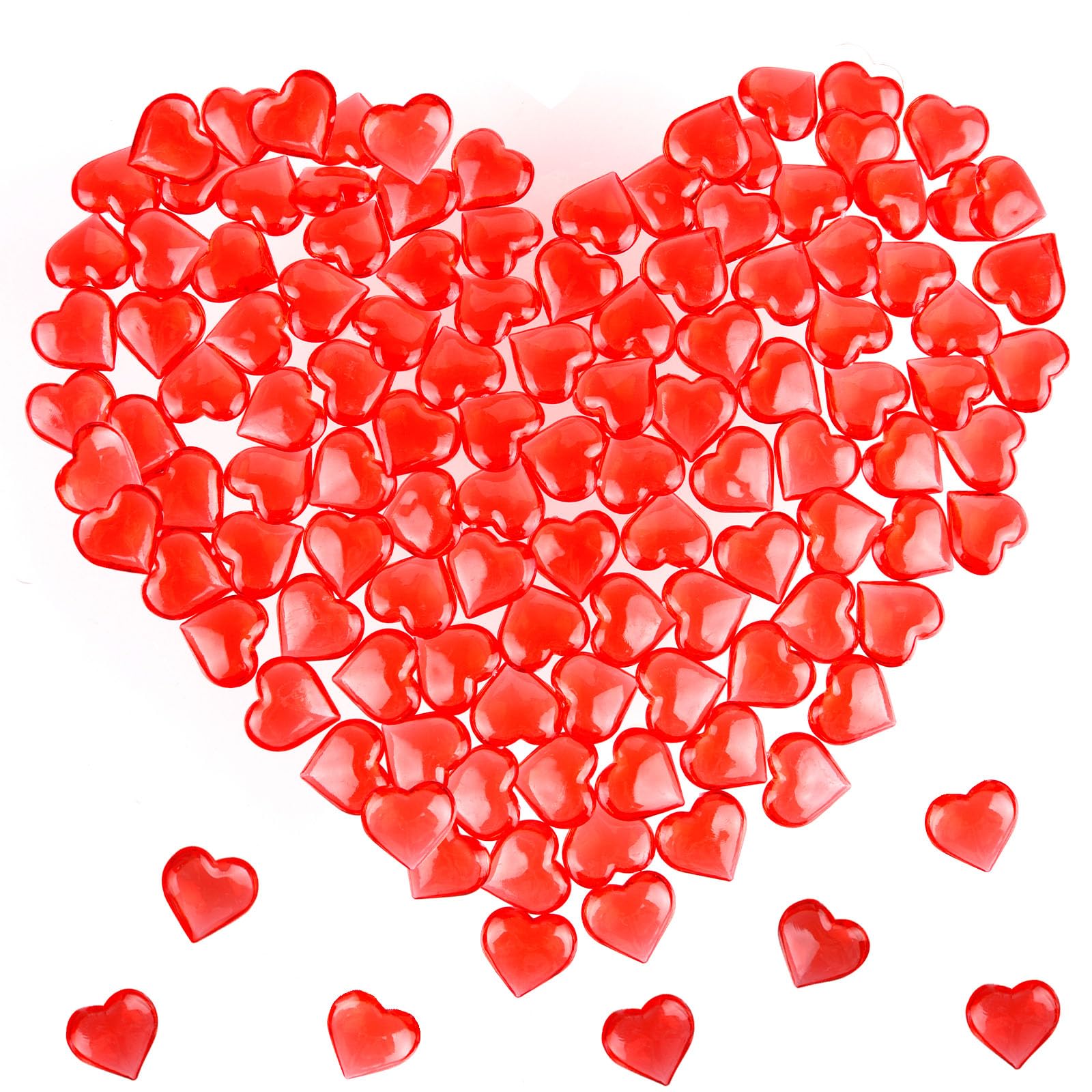 100 Pcs Red and Pink Acrylic Heart Shaped Gems - Valentine's Day Vase Filler, Table Scatter for Wedding, Anniversary, Home Party Decor - Perfect for Romantic Centerpieces, Gift Boxes, and DIY Crafts