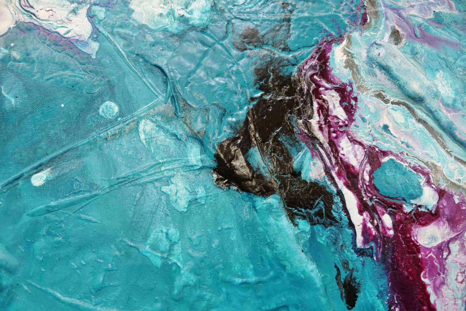 Magenta Seduction 200cm x 80cm Pink Blue Textured Abstract Canvas Art - Modern Wall Decor for Living Room, Bedroom & Office