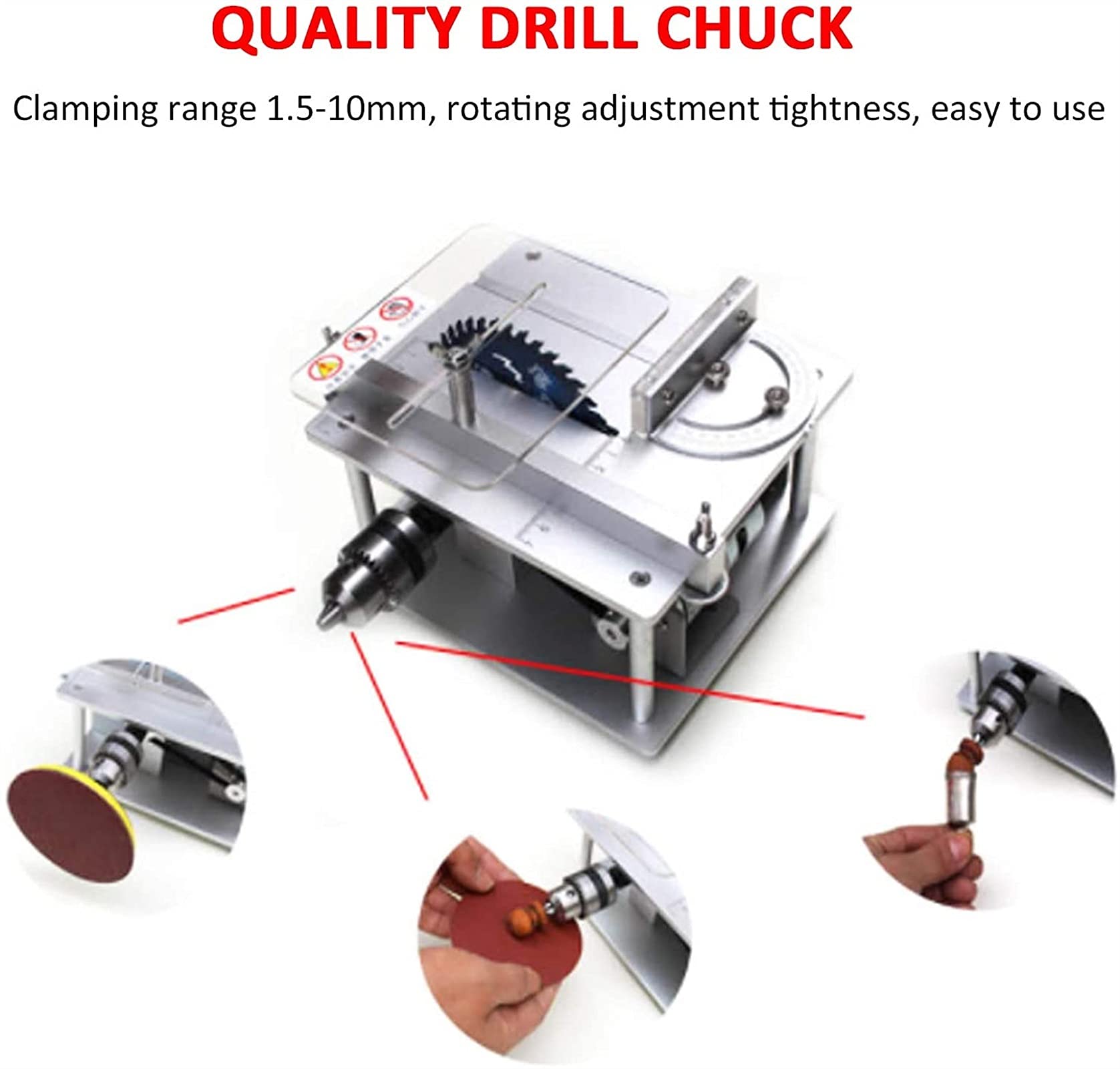 Mini Woodworking Table Saw - 7-Speed Adjustable DIY Tool for Precision Wood Cutting | Home Workshop & Craft Projects