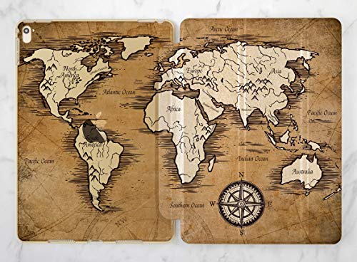 Vintage World Map Rose Gold Smart Cover Case for iPad Air 1/2, iPad Mini 1/2/3/4, iPad Pro 9.7/10.5/12.9, iPad 9.7 (2017/2018) - Stylish Protection for Travel, Work & Study