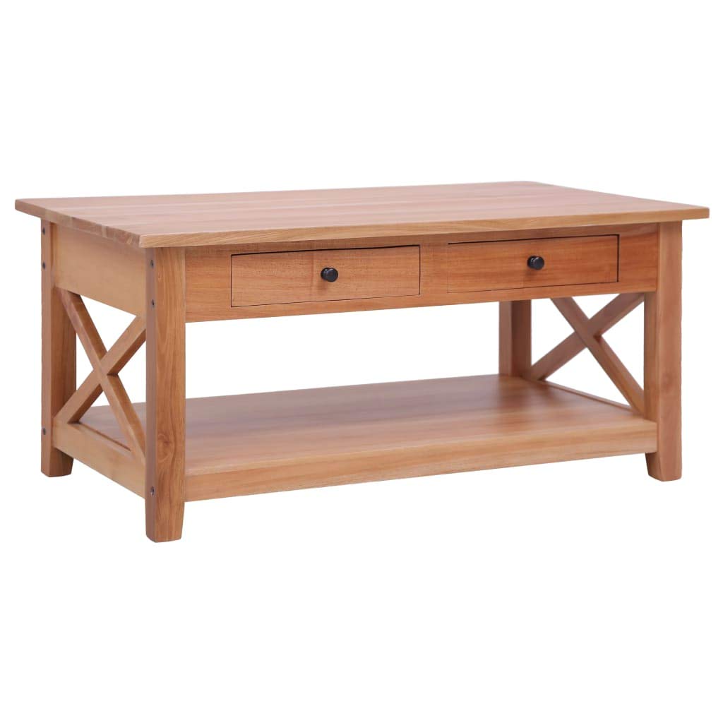 Live Edge Coffee Table - Solid Mahogany Wood Rectangle Side Table with Natural Edge, 39.4