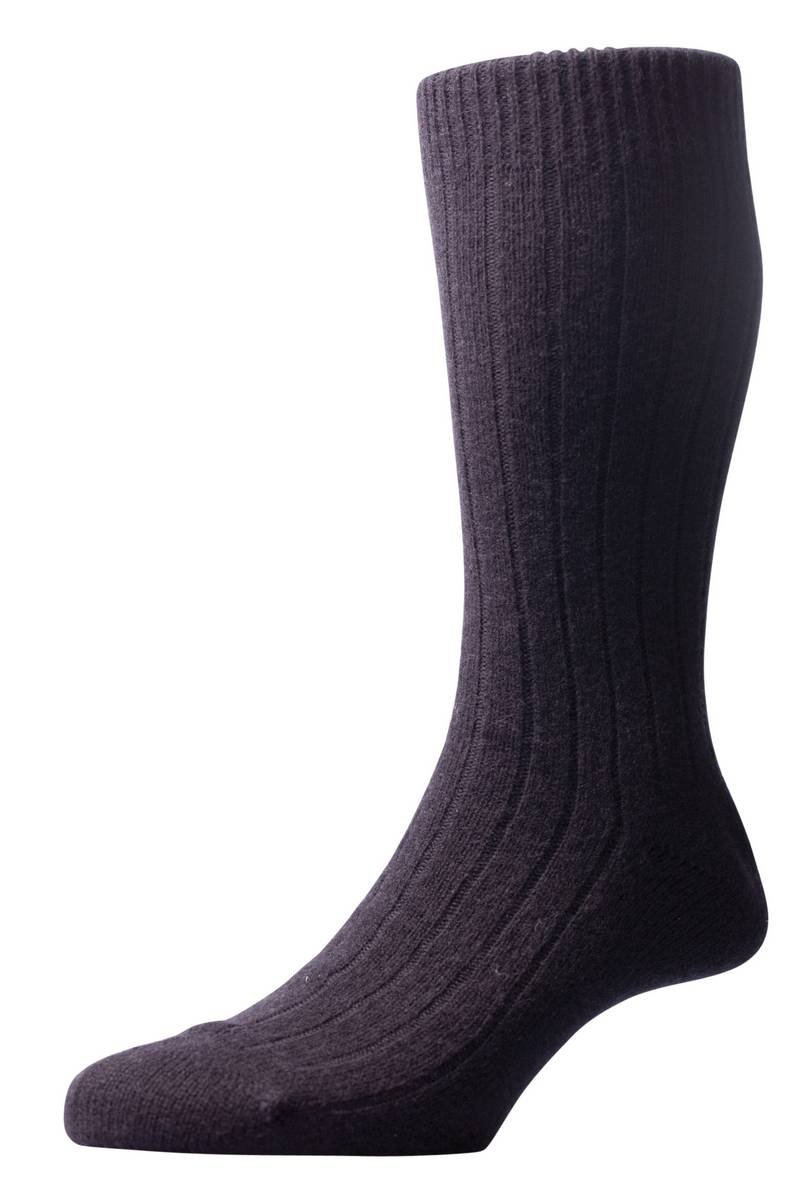 Pantherella Men's Waddington Rib Luxury Cashmere Socks - Black | Premium Winter Warm Socks for Business & Formal Occasions