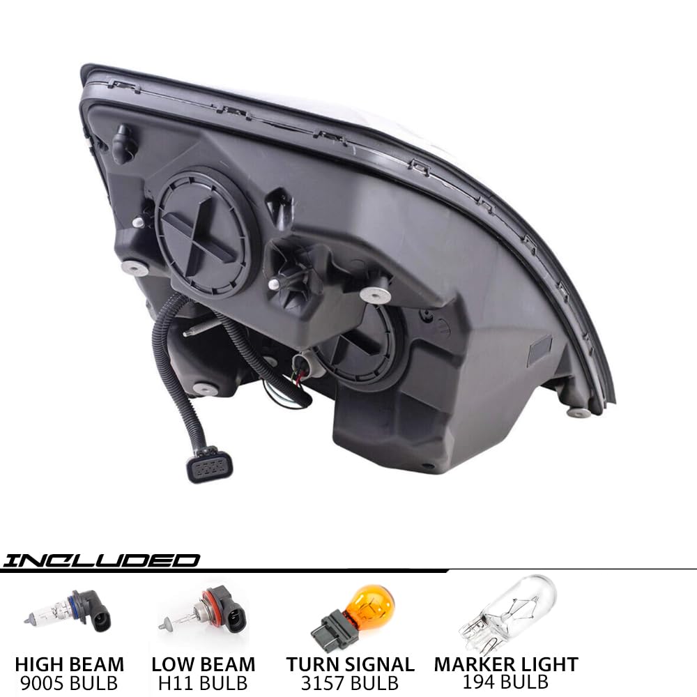 Volvo VNL VNM Semi Truck Headlights (2004-2018) - Black Bezel Replacement for Night Driving