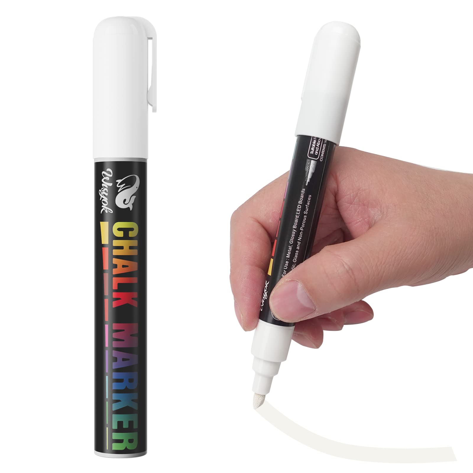 White Liquid Chalk Markers - 1 Pack with 6mm Reversible Bullet & Chisel Tip for Chalkboards, Windows, Glass, Acrylic - Erasable Ink for Signs, Menus, Restaurant Boards & DIY Crafts