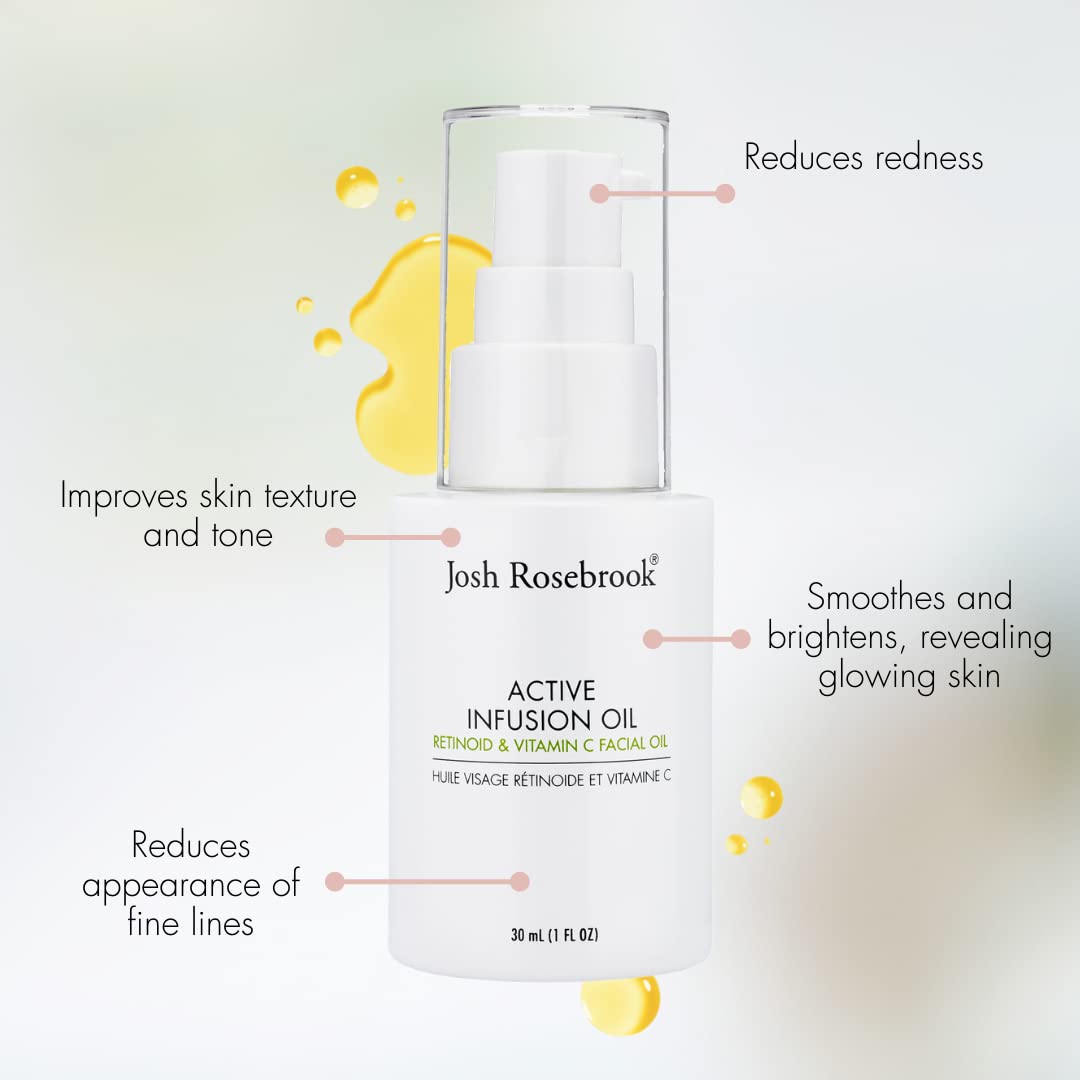 Josh Rosebrook Active Infusion Oil - Retinoid & Vitamin C Facial Serum for Skin Rejuvenation | Improves Texture, Reduces Fine Lines & Boosts Radiance | 30mL (1 Oz) | Perfect for Nighttime Skincare Routine & Anti-Aging Regimen